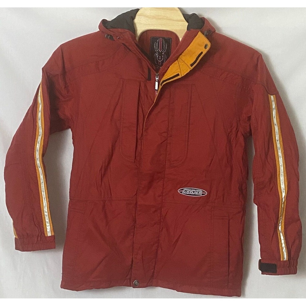 Spyder XT Mens Ski Parka Jacket M Dk Orange Reflective Hooded Vented Thinsulate